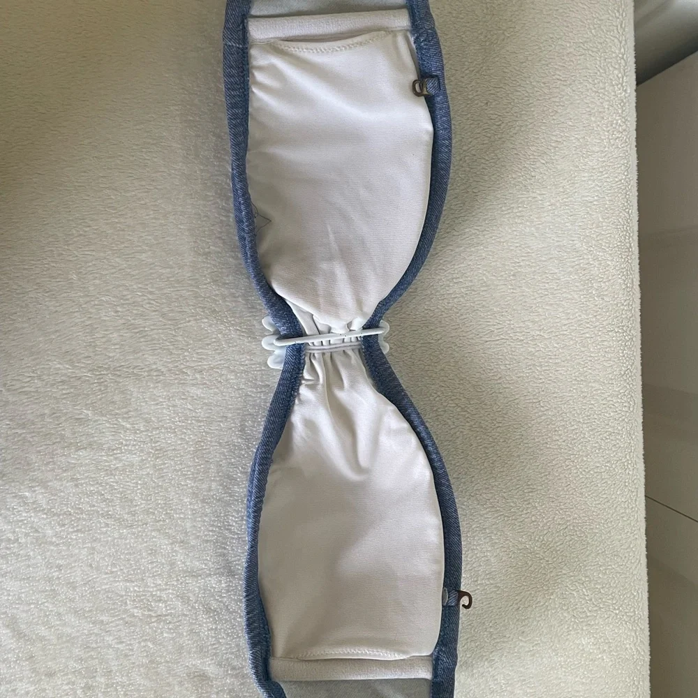 Victoria’s Secret Blue Jewelered Padded Bikini Top S EUC - Picture 2 of 3